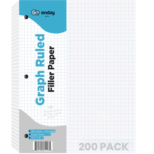 Emraw 4-1" Filler Paper Quad Ruled Loose Leaf Filler Papers Comes with a 3 Hole Punch Perfect for Data and 2D Graphs (Pack of 2)