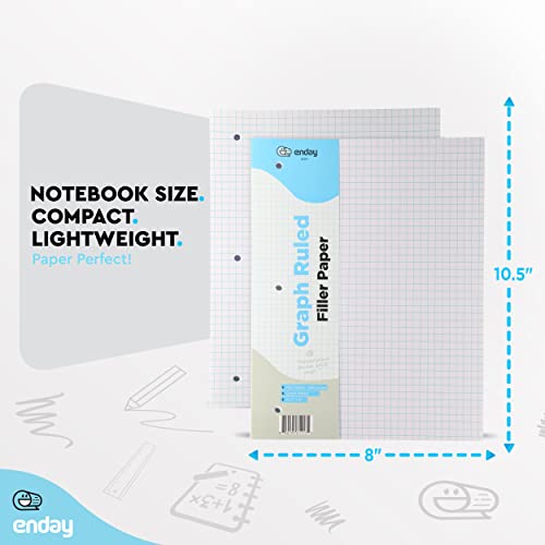 Emraw 4-1" Filler Paper Quad Ruled Loose Leaf Filler Papers Comes with a 3 Hole Punch Perfect for Data and 2D Graphs (Pack of 2)