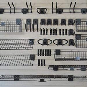 HandiWall Deluxe Accessory Kit with 46 Locking Bracket Hooks, Shelves, and Baskets for Slatwall Panels