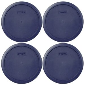 pyrex 7402-pc 6/7 cup blue round plastic food storage lid, made in usa - 4 pack