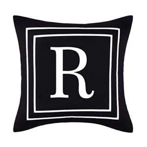 yastouay pillow covers english alphabet r throw pillow cover black throw pillow case modern cushion cover for sofa bedroom chair couch car (black, 18 x 18 inch)