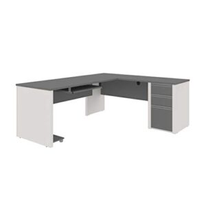 bestar universel 72w l-shaped desk in slate & sandstone