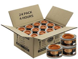 24 pc 4 hour liquid cooking chafing dish fuel cans, food warmer heat for buffet burners, parties, weddings, banquets, catering events, bulk, easy to open, resealable covers