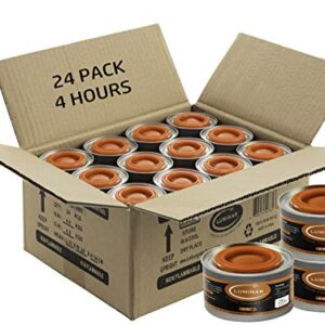24 pc 4 Hour Liquid Cooking Chafing Dish Fuel Cans, Food Warmer Heat for Buffet Burners, Parties, Weddings, Banquets, Catering Events, Bulk, Easy to Open, Resealable Covers