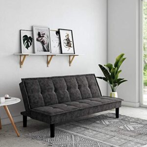 dhp oscar memory foam, full size armless sofa bed and couch, gray futon,