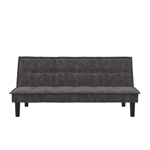 DHP Oscar Memory Foam, Full Size Armless Sofa Bed and Couch, Gray Futon,