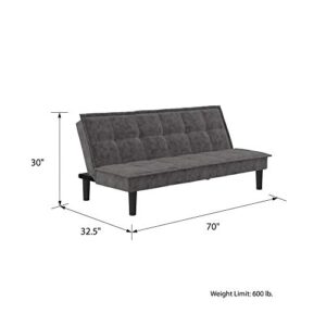 DHP Oscar Memory Foam, Full Size Armless Sofa Bed and Couch, Gray Futon,