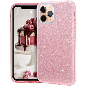 mateprox compatible with iphone 11 pro max case,bling sparkle cute girls women protective case for iphone 11 pro max 6.5 inch(pink)