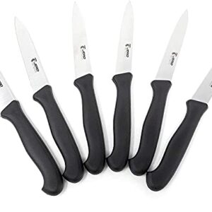 Jero 4 Inch Paring Knives - 6 Pack - Spear Point Blade Design - German High-Carbon Stainless Steel Blade With Impact And Temperature Resistant Poly Handle - Made In Portugal