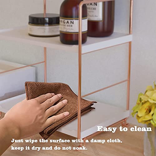 kaileyouxiangongsi Plastic/Metal Freestanding Stackable Organizer Shelf,Bathroom Countertop Storage Shelf Cosmetic Organizer Holder Kitchen Spice Rack,2-Tier Standing Rack (Rose Gold)