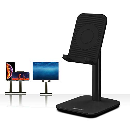 Kavalan Upgraded Version Desktop Cell Phone Stand Tablet Holder, Height and Angle Adjustable Phone Holder Dock, Compatible with Tablet Up to 10.5 Inch (Black)