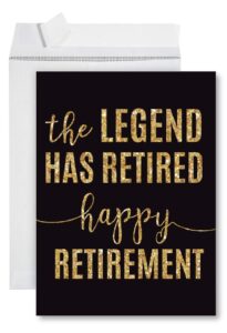 andaz press funny jumbo retirement card with envelope 8.5 x 11 inch, farewell office, the legend has retired 1-pack, includes envelope