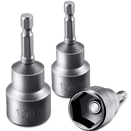 3 Pieces RV Leveling Scissor Jack Socket Drill Adapter Work with 1/4 Inch Hex Shank Tools Compatible with 3/4 Inch or 19mm Hex Drive Jacks