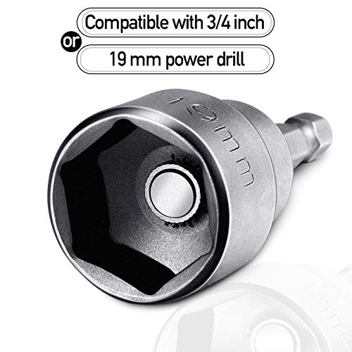 3 Pieces RV Leveling Scissor Jack Socket Drill Adapter Work with 1/4 Inch Hex Shank Tools Compatible with 3/4 Inch or 19mm Hex Drive Jacks