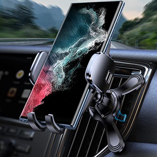 TORRAS [Full Protection Vent Phone Holder for Car [Vertical & Circle Vent Friendly] Stable Phone Mount Holder 2 in 1 Strong Clamp Air Vent Holder fits for iPhone 14 13 12 PM &Samsung 22 21 Ultra