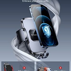 TORRAS [Full Protection Vent Phone Holder for Car [Vertical & Circle Vent Friendly] Stable Phone Mount Holder 2 in 1 Strong Clamp Air Vent Holder fits for iPhone 14 13 12 PM &Samsung 22 21 Ultra