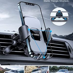 TORRAS [Full Protection Vent Phone Holder for Car [Vertical & Circle Vent Friendly] Stable Phone Mount Holder 2 in 1 Strong Clamp Air Vent Holder fits for iPhone 14 13 12 PM &Samsung 22 21 Ultra