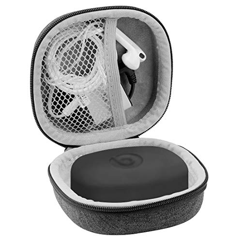 Geekria Shield Earbuds Case Compatible with Beats Powerbeats Pro True Wireless Earbuds, Replacement Protective Hard Shell Travel Carrying Bag with Cable Storage (Grey)