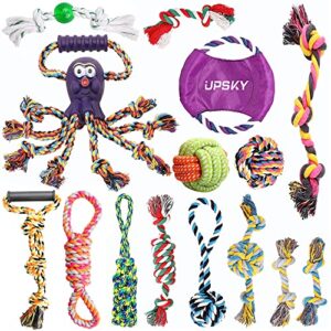 upsky dog rope toys 15 pack dog toys, puppy grinding teething chew toys, tug of war toys for puppy, durable chew toys for boredom, dog chew toys for puppy small dogs