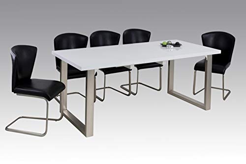 Inspirer Studio® Roman Extendible Dining Table Pedestal Table MDF High-Gloss White (Table ONLY)