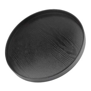 Wood Round Serving Trays, Non Slip Tray, Plastic, Round, 33cm / 12.99 inch, Black Wooden Plate Tea Food Server Dishes Water Drink Platter