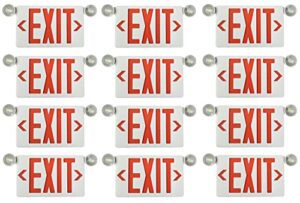 ciata ultra bright led decorative red exit sign & emergency light combo with battery backup, fire exit sign with lights, lighted exit signs with battery backup, 6-inch red letters - 12 pack