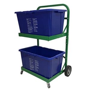 recycle bin cart metal-reinforced recycling bins cart with 4 wheels for home,kitchen,garden garbage,360 degree swivel wheels with 220lb weight capacity, green color