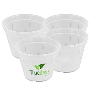truedays orchid pots with holes plastic flower plant pot clear plastic orchid pot for indoor outdoor, 4.5 inch 4 pack