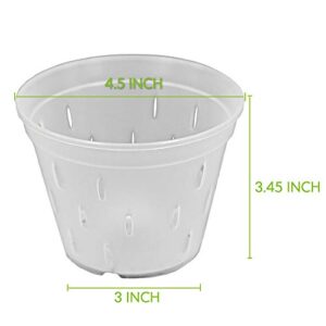 TRUEDAYS Orchid Pots with Holes Plastic Flower Plant Pot Clear Plastic Orchid Pot for Indoor Outdoor, 4.5 Inch 4 Pack