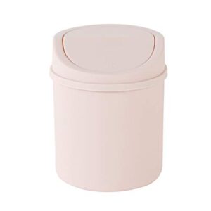 akoak 1 pack small table top trash can, mini clamshell wastepaper basket, simple, convenient and durable household plastic storage bin(pink)