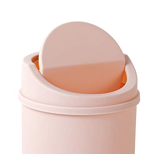 AKOAK 1 Pack Small Table Top Trash can, Mini Clamshell Wastepaper Basket, Simple, Convenient and Durable Household Plastic Storage Bin(Pink)