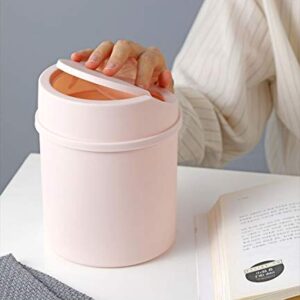 AKOAK 1 Pack Small Table Top Trash can, Mini Clamshell Wastepaper Basket, Simple, Convenient and Durable Household Plastic Storage Bin(Pink)