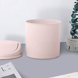 AKOAK 1 Pack Small Table Top Trash can, Mini Clamshell Wastepaper Basket, Simple, Convenient and Durable Household Plastic Storage Bin(Pink)