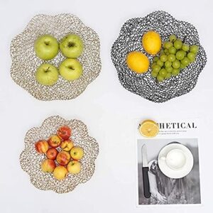 Decorative Bowls for Home Decor and Centerpieces - Gold Vegetable Fruit Bowl for Kitchen Counter, Table Centerpieces for Dining Room and Living Room Decor, Fruit Basket for Kitchen (Small)