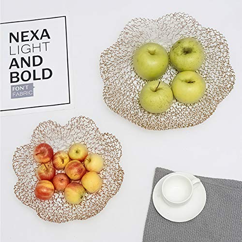 Decorative Bowls for Home Decor and Centerpieces - Gold Vegetable Fruit Bowl for Kitchen Counter, Table Centerpieces for Dining Room and Living Room Decor, Fruit Basket for Kitchen (Small)