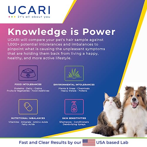 UCARI Pet Sensitivity & Intolerance Test Kit for Dogs & Cats | 1000+ Environmental & Pet Food Intolerance Screening | | 4 Tests in 1 | Non-Invasive Bioresonance Home Health Testing Kits, Fast Results