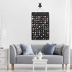 AROUY Wall Hanging Brooch Pin Display Organizer - Enamel Pin Display and Brooch Collection Storage Holder for Women or Men, up to 96 Pins (Organizer Only) (Black)