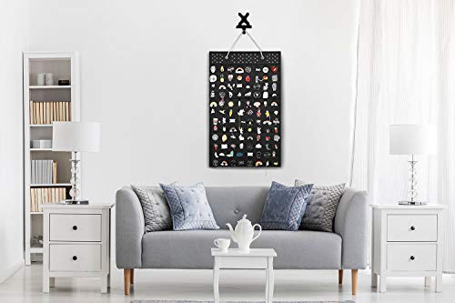 AROUY Wall Hanging Brooch Pin Display Organizer - Enamel Pin Display and Brooch Collection Storage Holder for Women or Men, up to 96 Pins (Organizer Only) (Black)