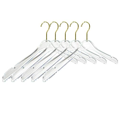 uyoyous Acrylic Clear Hangers 20 Pack Premium Quality Crystal Clear Hangers with Swivel Gold Hook Luxurious Shiny Clothes Hangers Standard Hangers (Clear)