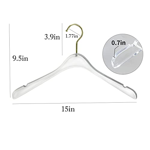 uyoyous Acrylic Clear Hangers 20 Pack Premium Quality Crystal Clear Hangers with Swivel Gold Hook Luxurious Shiny Clothes Hangers Standard Hangers (Clear)