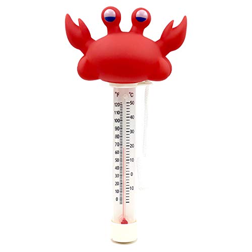 XY-WQ Floating Pool Thermometer, Large Size Easy Read for Water Temperature with String for Outdoor and Indoor Swimming Pools and Spas (Crab)