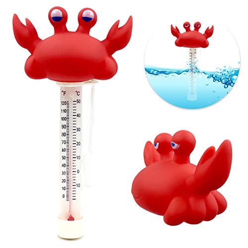 XY-WQ Floating Pool Thermometer, Large Size Easy Read for Water Temperature with String for Outdoor and Indoor Swimming Pools and Spas (Crab)