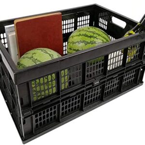 POOLWHALE 45L Collapsible Storage Bin/Container: Grated Wall Utility Basket/Tote,Black (Pack of 2)