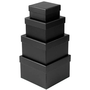 square gift boxes with lids set of 4 black gift box assorted sizes nesting gift boxes for presents birthday bridesmaid wedding valentines christmas party favor boxes