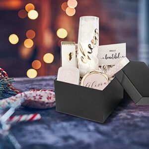 Square Gift Boxes with Lids Set of 4 Black Gift Box Assorted Sizes Nesting Gift Boxes for Presents Birthday Bridesmaid Wedding Valentines Christmas Party Favor Boxes