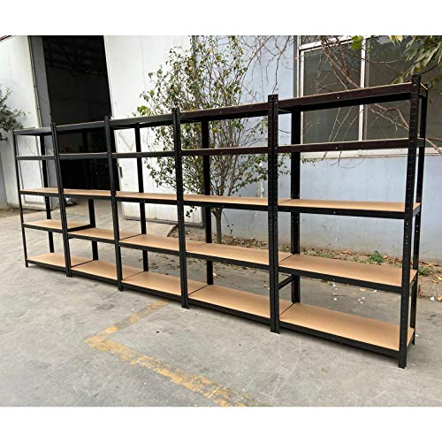 Bowoshen Storage Shelves 5-Tier 59in Height Garage Shelving Unit Rack Metal Shelf Heavy Duty 386lb Load per Tier, Adjustable Utility Shelves for Garage, Warehouse, Living Room, Office (59")