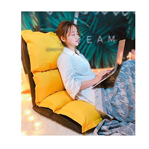 GYDJBD Adjustable Mesh Floor Beanbag Chair, Multi-Angle Thick Lazy Sofa, Cushioned Multifunctional Backrest Support (Color : Yellow)