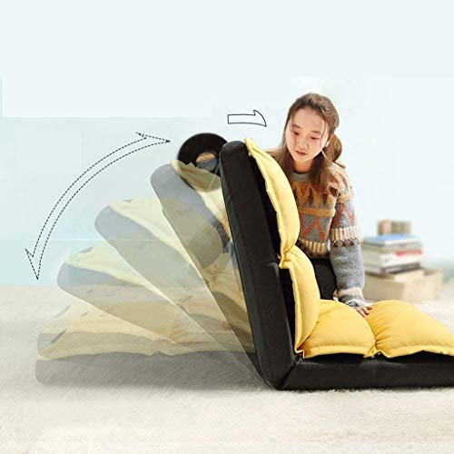 GYDJBD Adjustable Mesh Floor Beanbag Chair, Multi-Angle Thick Lazy Sofa, Cushioned Multifunctional Backrest Support (Color : Yellow)