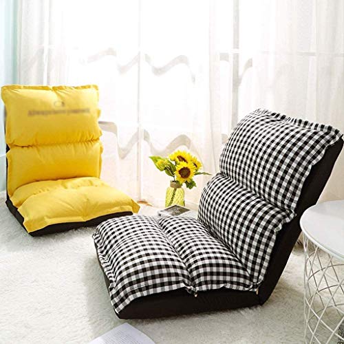 GYDJBD Adjustable Mesh Floor Beanbag Chair, Multi-Angle Thick Lazy Sofa, Cushioned Multifunctional Backrest Support (Color : Yellow)