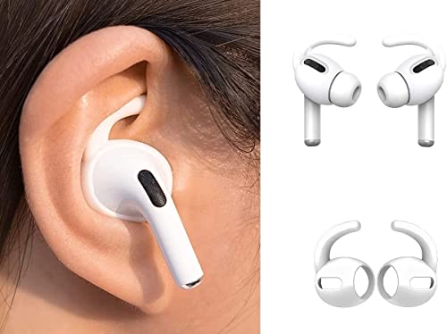 JNSA [Never Lose Your Air Pods Pro] Anti Slip Set , Sport Ear Hook Compatible with Air Pods Pro + Air Pods Pro Earbuds Ear Hooks Cover + Strap Compatible with Air Pods Pro [3in1] (White)